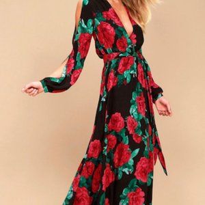 Lulus Long Sleeve Rose Dress